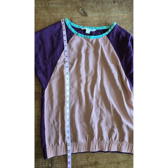 Diane Von Furstenberg color block silk baseball style shirt women's size medium - Picture 5 of 10